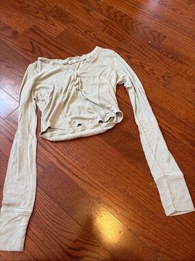 Garage Sage Green Long-Sleeve Crop Top